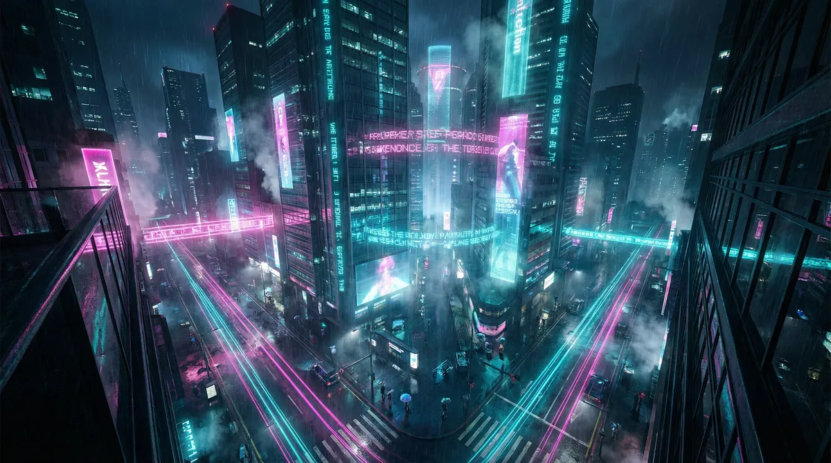 尤物 跳转入口 竖屏短剧平台首页背景 - 赛博朋克都市夜景